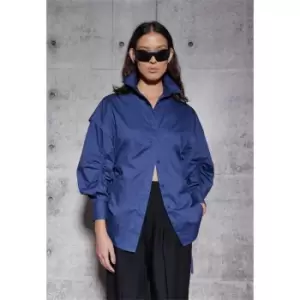 Image of Missguided Cinched Waist Cut Out Shirt - Blue