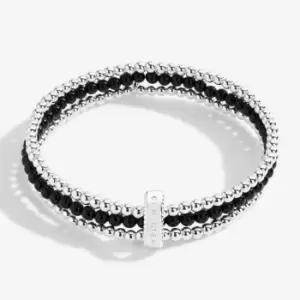 Image of Wellness Stones Onyx Silver 17.5cm Stretch Bracelet 5323
