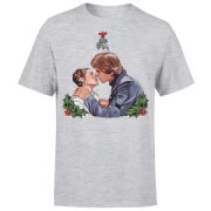 Image of Star Wars Christmas Mistletoe Kiss Grey T-Shirt - M