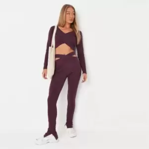 Image of Missguided Coord Rib Wrap Waist Legging - Purple