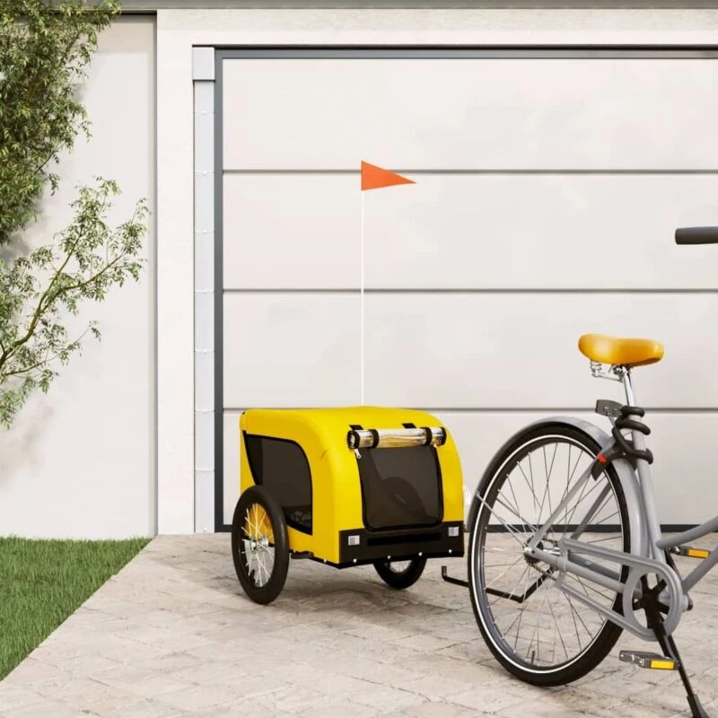 Image of VIDAXL Vidaxl - Pet Bike Trailer Yellow and Black Oxford Fabric and Iron 8720845770860