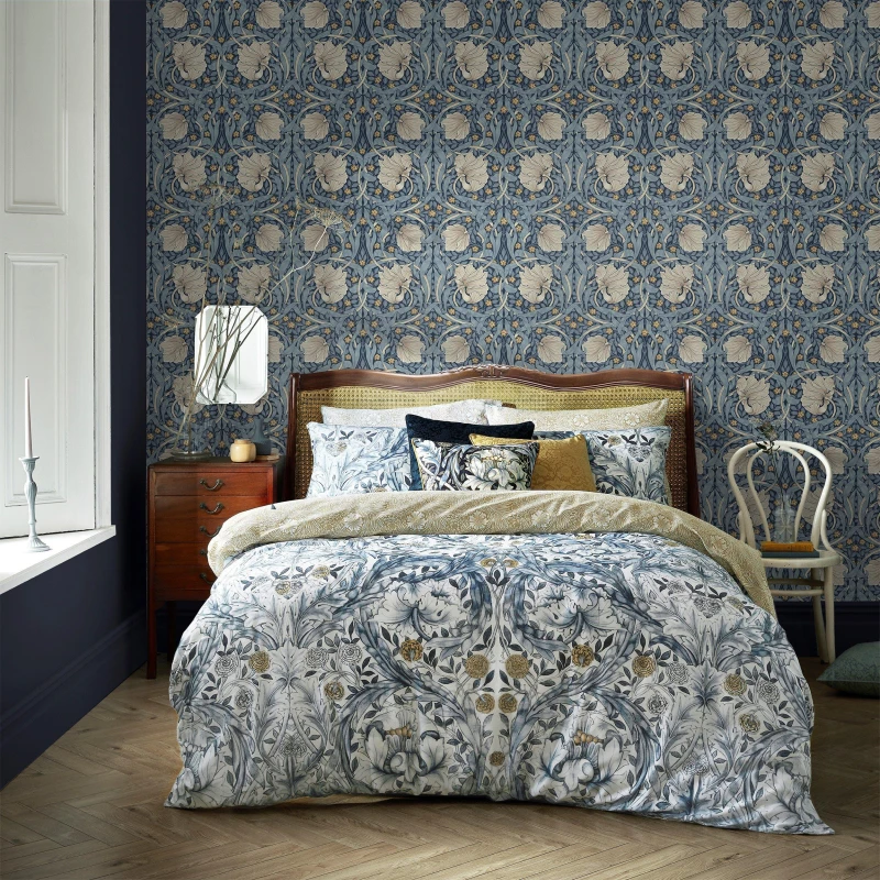 Image of William Morris Pimpernel Wallpaper Blue