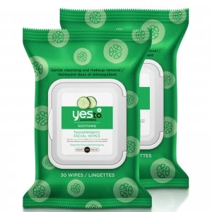 Image of yes to Cucumber Soothing Hypoallergenic Facial Wipes (Pack of 2)