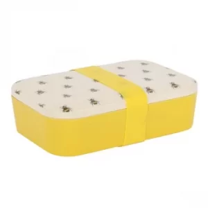 Image of Allover Bee Yellow Bamboo Lunch Box