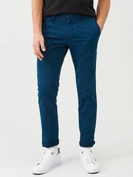 Image of Tommy Hilfiger Bleecker Flex Slim Fit Chino Trousers - Mariner Blue, Mariner Blue, Size 40, Inside Leg Regular, Men