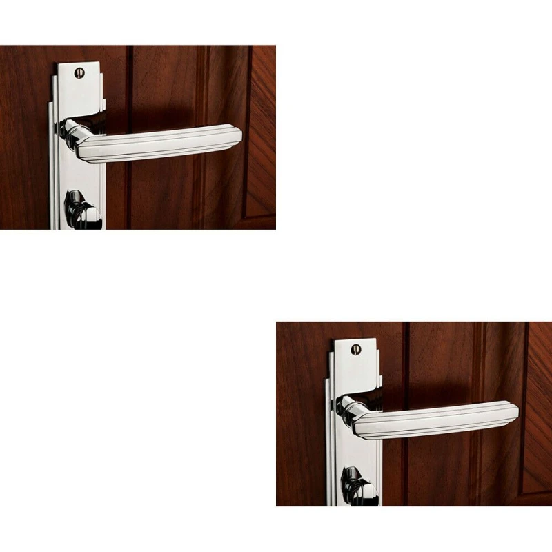Image of Loops 2x PAIR Line Detailed Handle on Bathroom Backplate 205 x 45mm Polished Chrome Multi