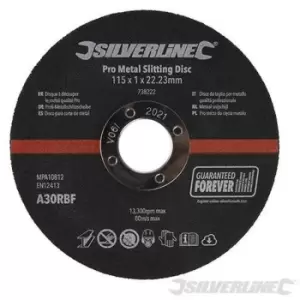 Image of Silverline - 738222) Pro Metal Slitting Disc 115 x 1 x 22.23mm Pack of 10