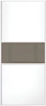 Image of Wickes Sliding Wardrobe Door Fineline White Panel and Cappuccino Glass - 2220 x 610mm