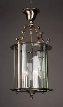 Image of Colchester 3 Light Antique Brass Indoor Lantern