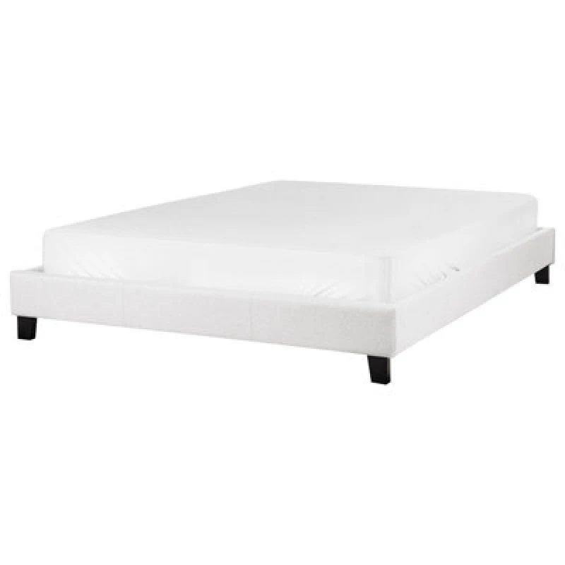 Image of Beliani Bed Without Headboard Fabric Roanne 160 X 200 Cm (Eu King Size) Light Grey