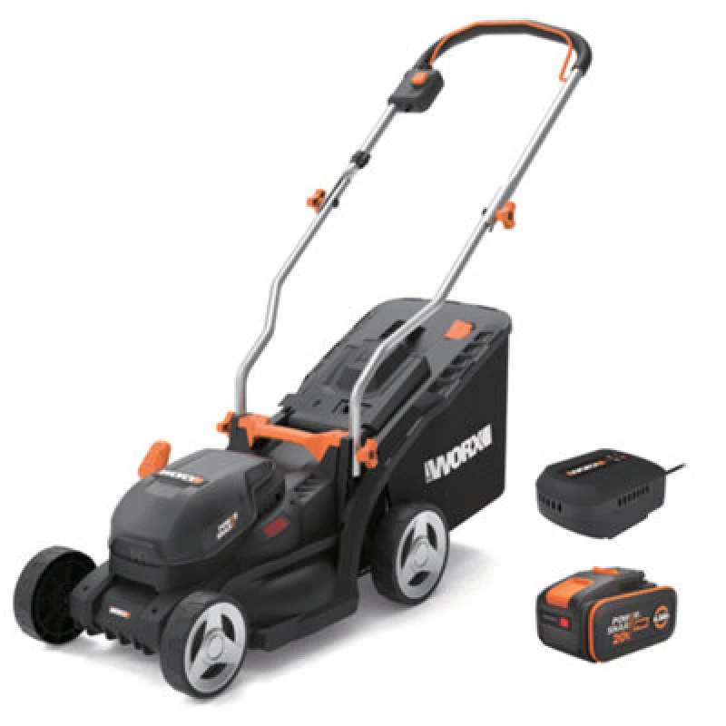 Image of Worx 20V Powershare 33Cm Cordless Brushless Lawn Mower 200M2 With X1 4.0Ah Battery & Charger One Colour WBZEL Unisex