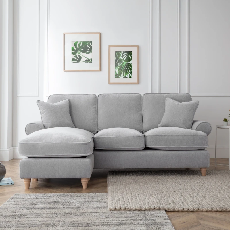 Image of The Great Sofa Company Ezra Left Hand Chaise Sofa Manhattan Ice in Light Grey Light Grey Unisex