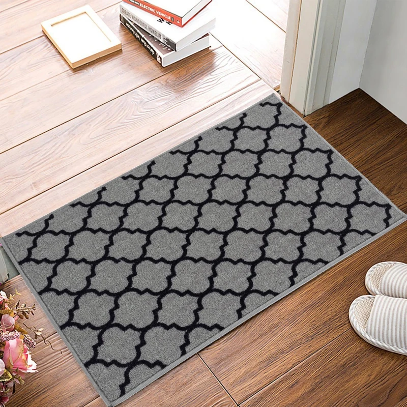 Image of Smart Living Smart Living Trellis Heavy Duty Machine Washable Hallway Kitchen Non Slip Door Mat in Grey Size: 80cm x 300cm Grey 80cm x 300cm Unisex