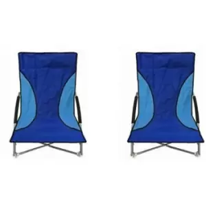 Image of 2 Blue Nalu Folding Low Seat Beach Chairs