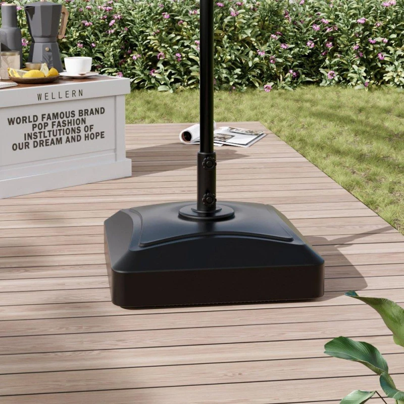 Image of Breeins HDPE Fillable Patio Umbrella Stand with Wheels - Black L