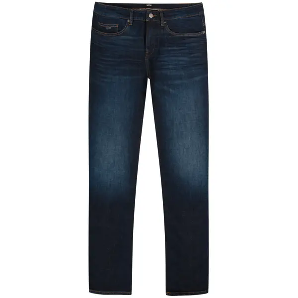 Image of HUGO BOSS Delaware3-1 Cashmere Touch Denim Slim Fit Jeans Navy