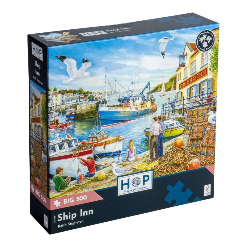 Image of The House Of Puzzles Ship Inn BIG 500 Piece Jigsaw Puzzle Multicolor Unisex 500 Piece