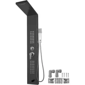 Image of Shower Faucet Black Wall Mounted Shower Panel Tower With Hand Shower Massage Jet