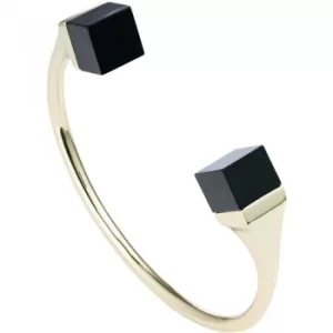 Image of Ladies Karen Millen Gold Plated Geo Cube Cuff Bangle