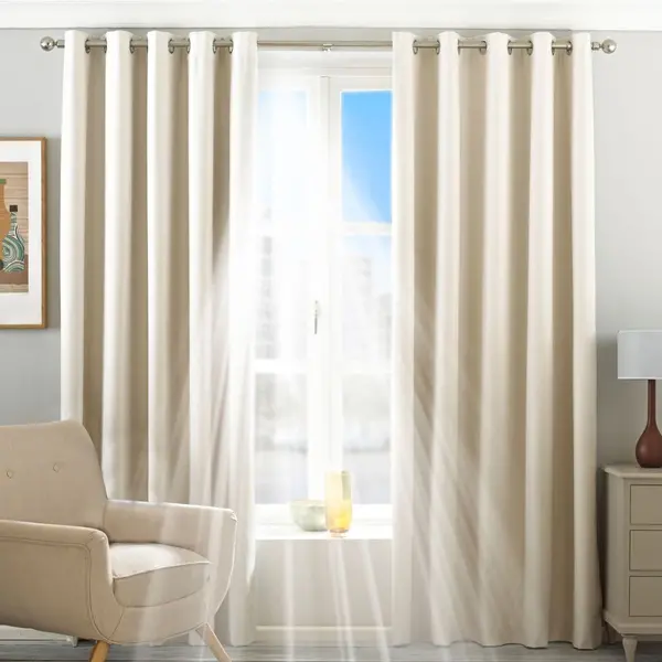 Image of Twilight Thermal Blackout Eyelet Curtains Ivory, Ivory / 229 x 183cm