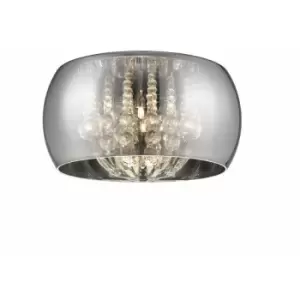 Image of Impex Deni 6 Light Flush Ceiling Light Chrome Crystal Ceiling Light