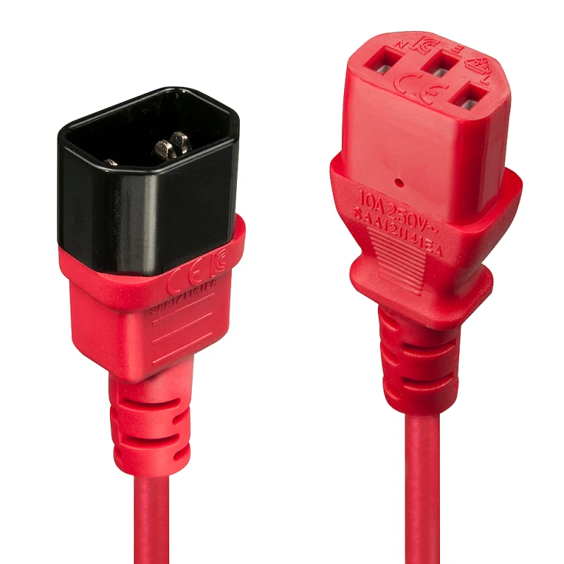 Image of Lindy 0.5m IEC Extension Cable. Red