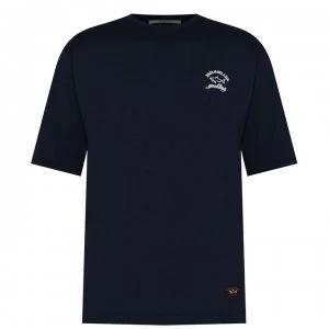 Image of PAUL AND SHARK Archivio Back Logo T Shirt - Navy