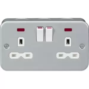 Image of MLA Knightsbridge Metal Clad 13A 2G DP Switched Socket With Neon - MR9000N