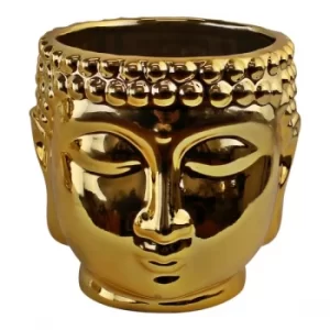 Image of Gold Ceramic Buddha Head Planter, 12cm