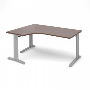 Image of TR10 Deluxe Left Hand Ergonomic Desk 1600mm - Silver Frame Walnut Top