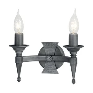 Image of 2 Light Indoor Candle Wall Light Black Silver, E14
