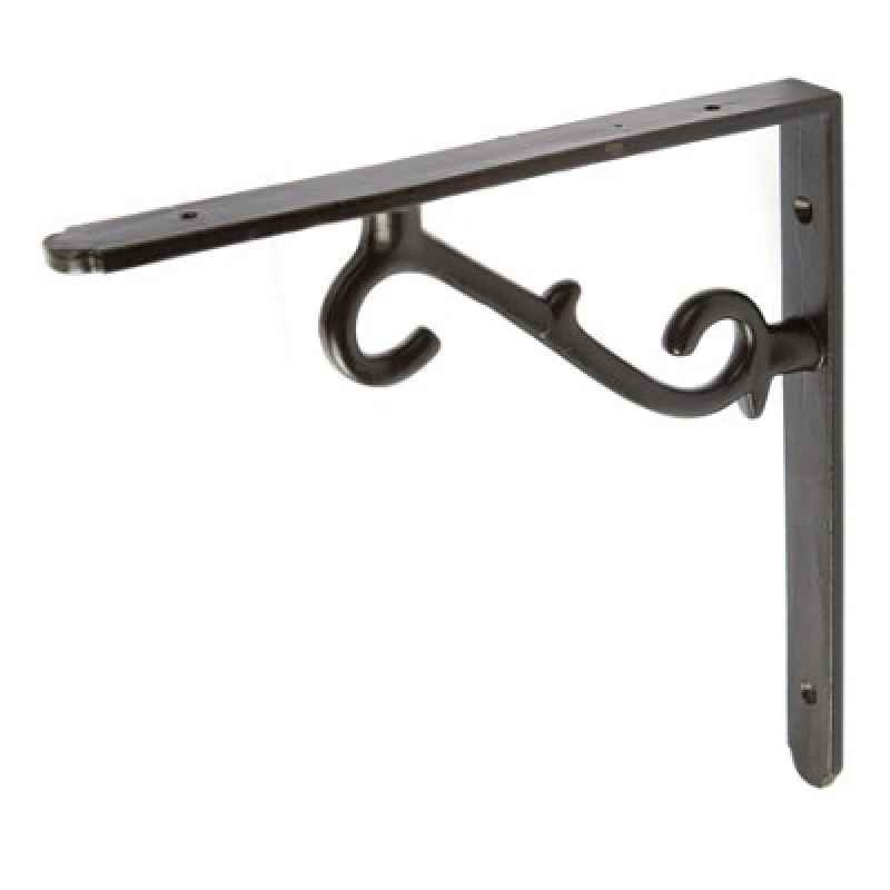 Image of Hammer and Tongs Hammer & Tongs Scroll Iron Shelf Bracket - D205mm - Black