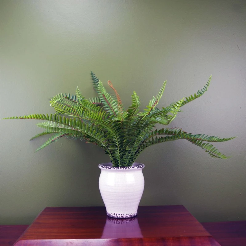 Image of Leaf 40cm Artificial Bushy Fern Potted in Decorative Planter Green unisex