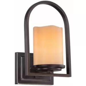Image of Loops - Wall Light-Amber Real Onyx Candle Shape Shade -Palladian Bronze-LED E27 100W