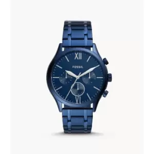 Image of Fossil Mens Fenmore Midsize Multifunction Stainless Steel Watch - Navy