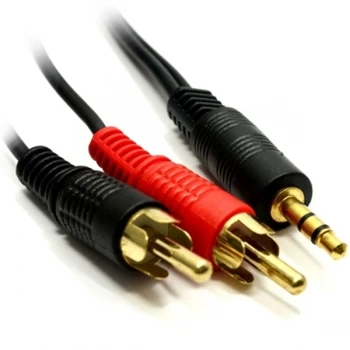 Image of 3.5mm (M) Stereo Jack to 2 x RCA Plug (M + M) 5m Black OEM Cable