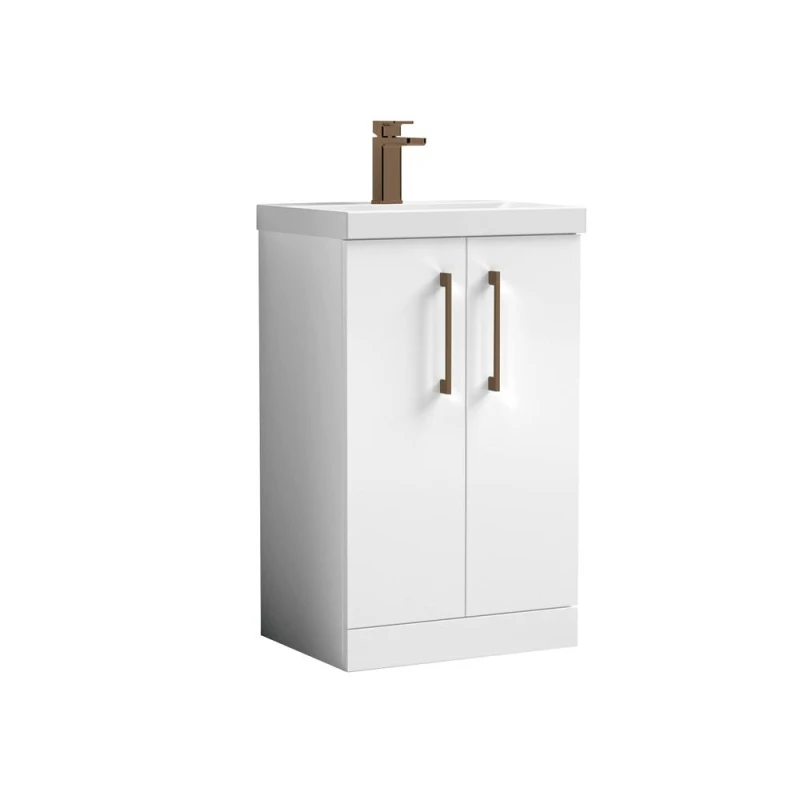 Image of BALTERLEY Balterley Level Modern Bathroom 2 Soft Close Door & Mid-Edge Vanity Unit Basin, Gloss White, 500mm BALARN101AH1516