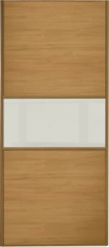 Image of Wickes Sliding Wardrobe Door Fineline Oak Panel and Soft White Glass - 2220 x 762mm