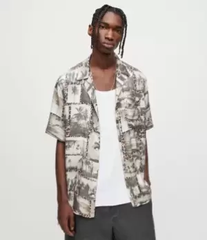 Image of AllSaints Mens Foto Shirt, Vintage White, Size: M