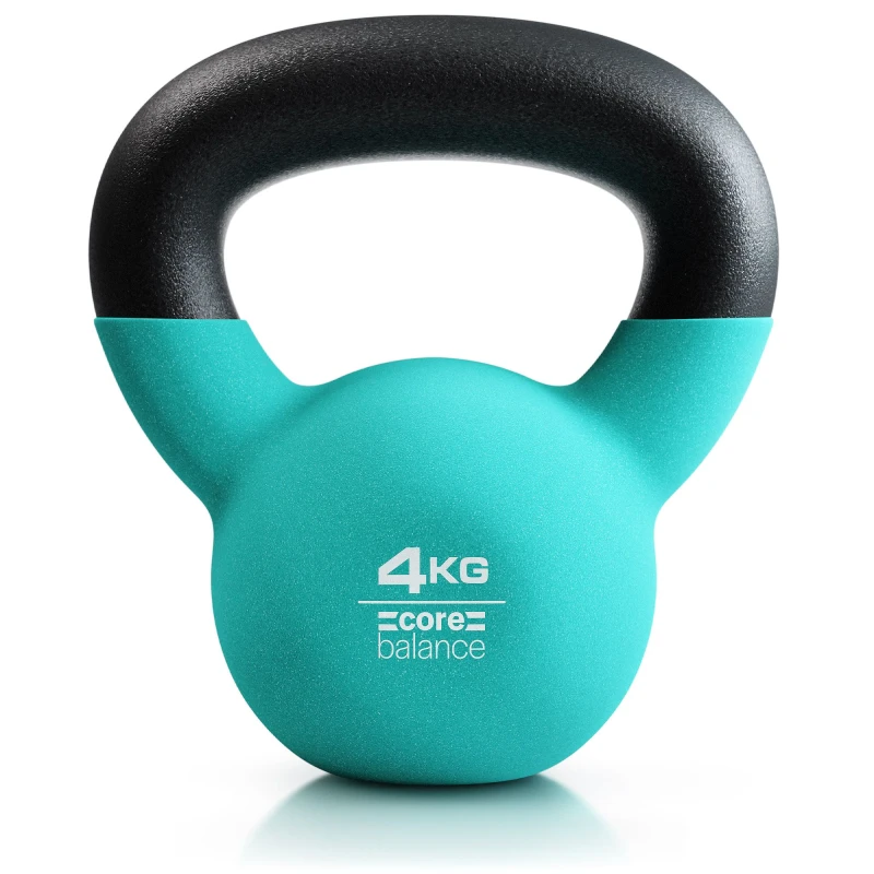 Image of Core Balance Cast Iron Kettlebell Weight Neoprene Coated Home Gym Fitness 4-20kg Teal