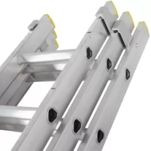 Image of 39 Rung Aluminium TRIPLE Section Extension Ladders & Stabiliser Feet 3.5m 8.5m