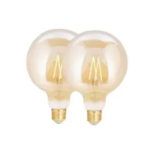 Image of 4LITE WiZ Connected G125 Amber WiFi LED Smart Bulb - E27 Large Screw, Pack of 2
