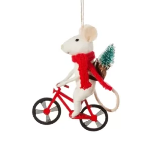 Image of Bicycle Delivery Mouse Felt Decoration