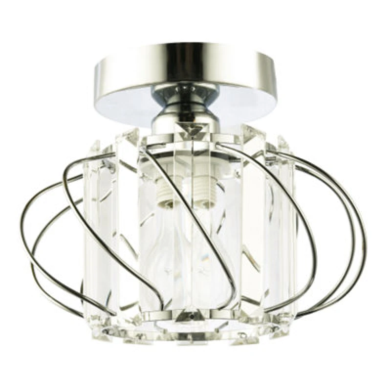 Image of Happy Homewares Modern Polished Chrome Ceiling Light Fitting With Clear Crystal Glass