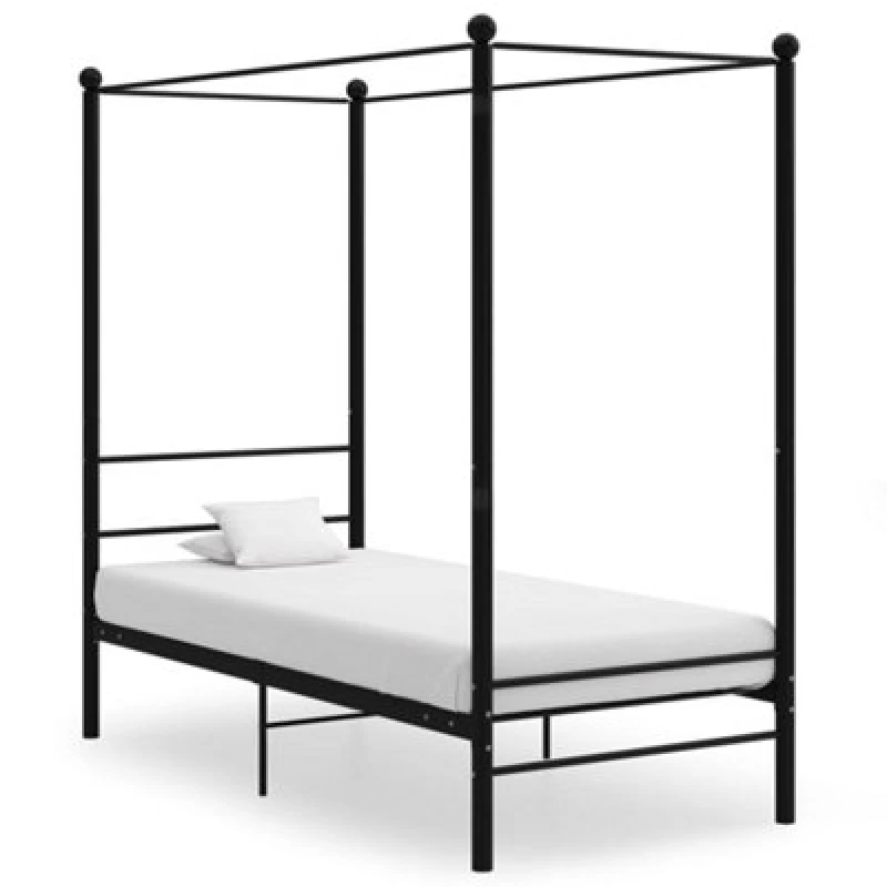 Image of Vidaxl Canopy Bed Frame Without Mattress Black Metal 100X200 Cm