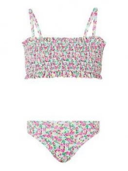 Image of Monsoon Girls Ditsy Shirred Print Bikini - Green, Size Age: 7-8 Years, Women