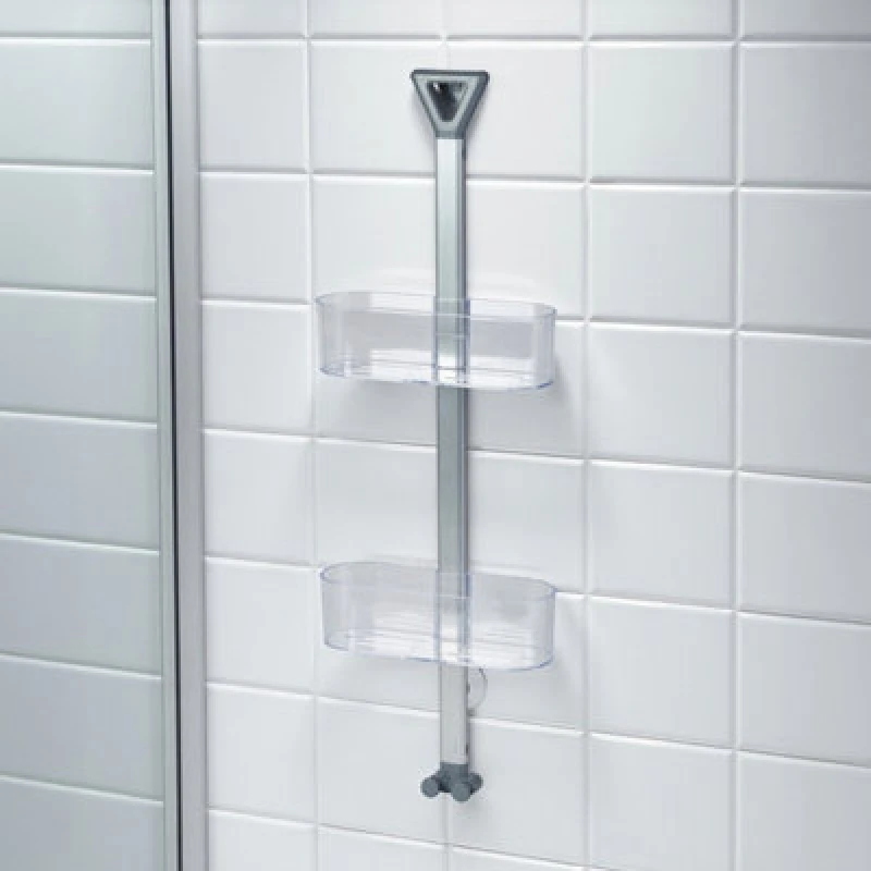 Image of Showerdrape Elements 2 Tier Basket Hanging Shower Caddy Clear