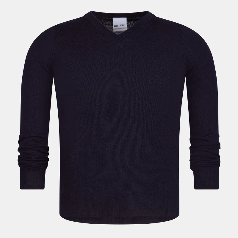 Image of Lyle and Scott Merrick V-Neck Jumper - Blue Blue XS