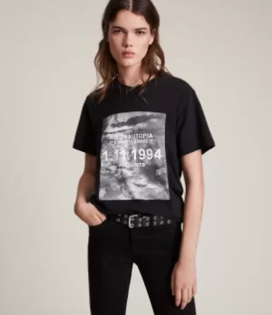 Image of AllSaints Womens Skye Boyfriend T-Shirt, Black, Size: XS