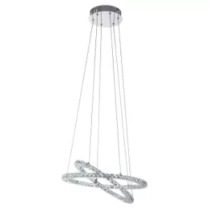 Image of Pendant Light Colour Chrome Plated Steel Shade Clear Crystal Bulb LED 29.6W Incl
